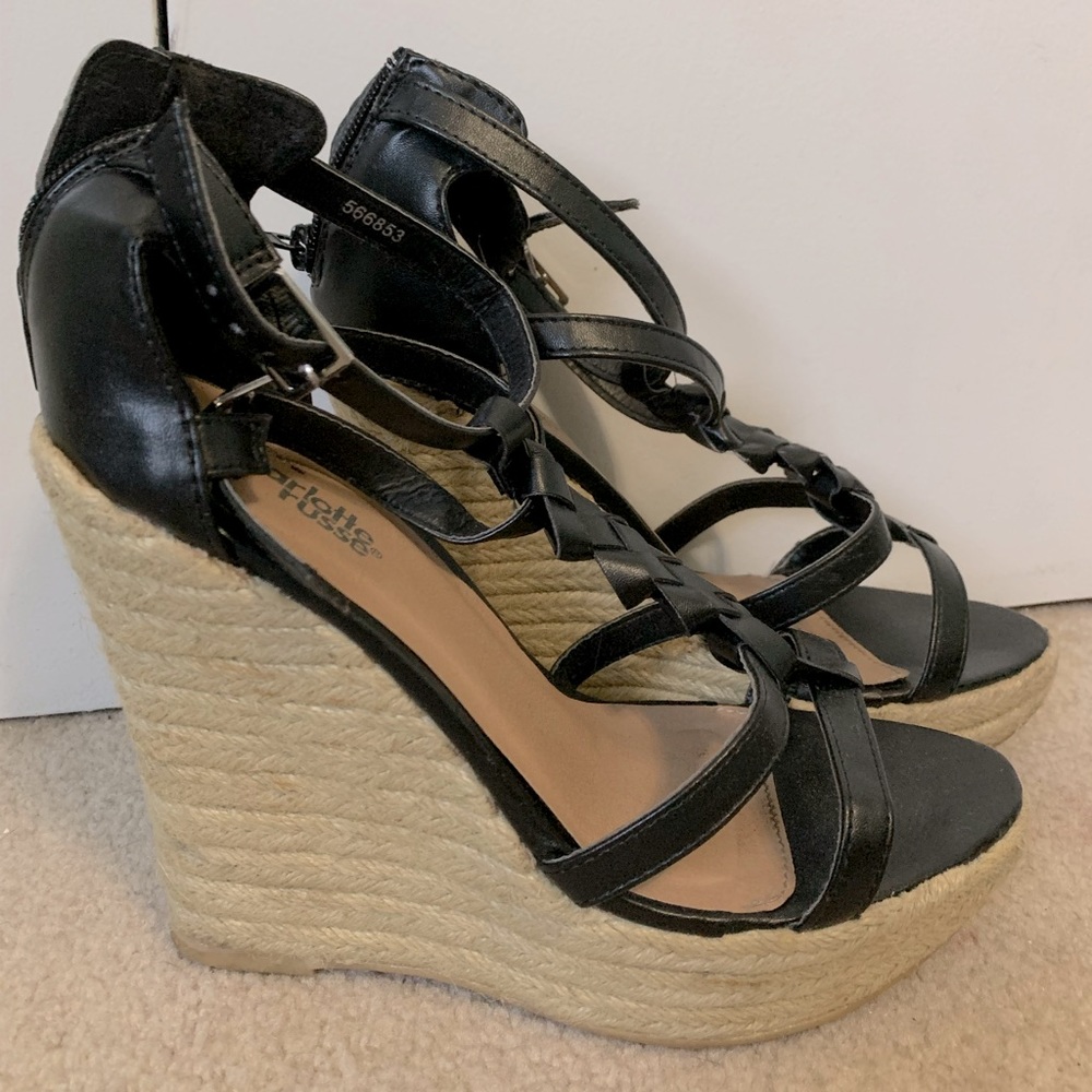 Black and Jute Wedges